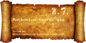 Matkovics Teofánia névjegykártya
